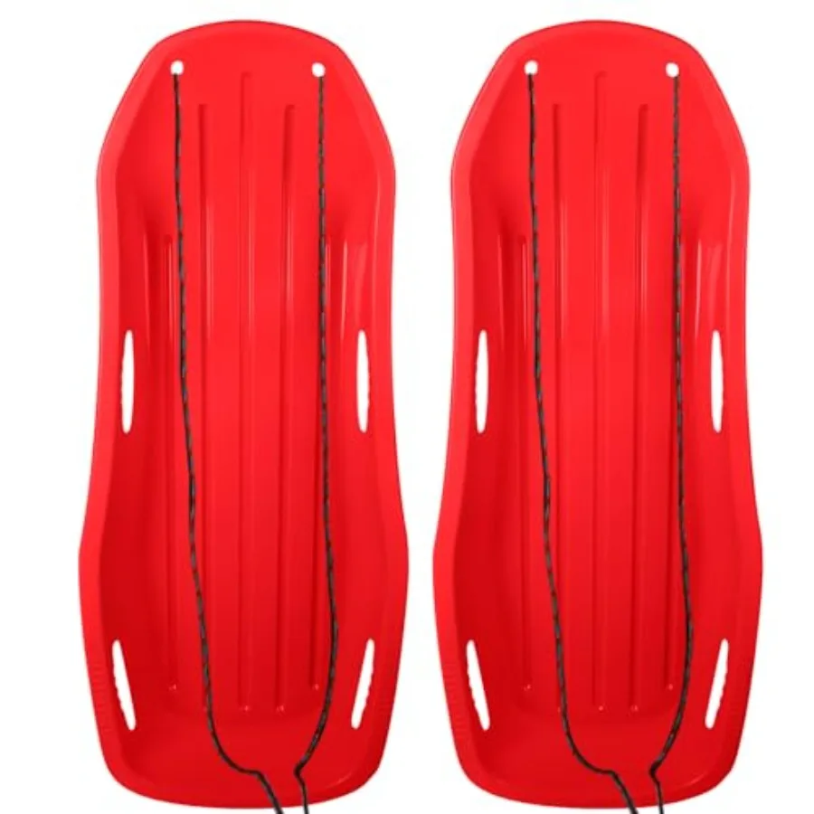

Snow Sled for with 16.5ft Pull Rope Handle - Cold-Resistant Plastic Toboggan Sled for Winter Downhill Fun - Stackable Lightweig