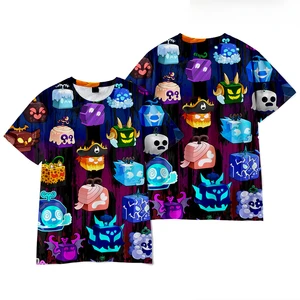 Camiseta de manga curta infantil, 3D ROBLOX, Game, Blox, Frutas, Confortável, Simples, Casual Sports, Roupa de Verão, Novo 12 principais vendas blusa do roblox - №11
