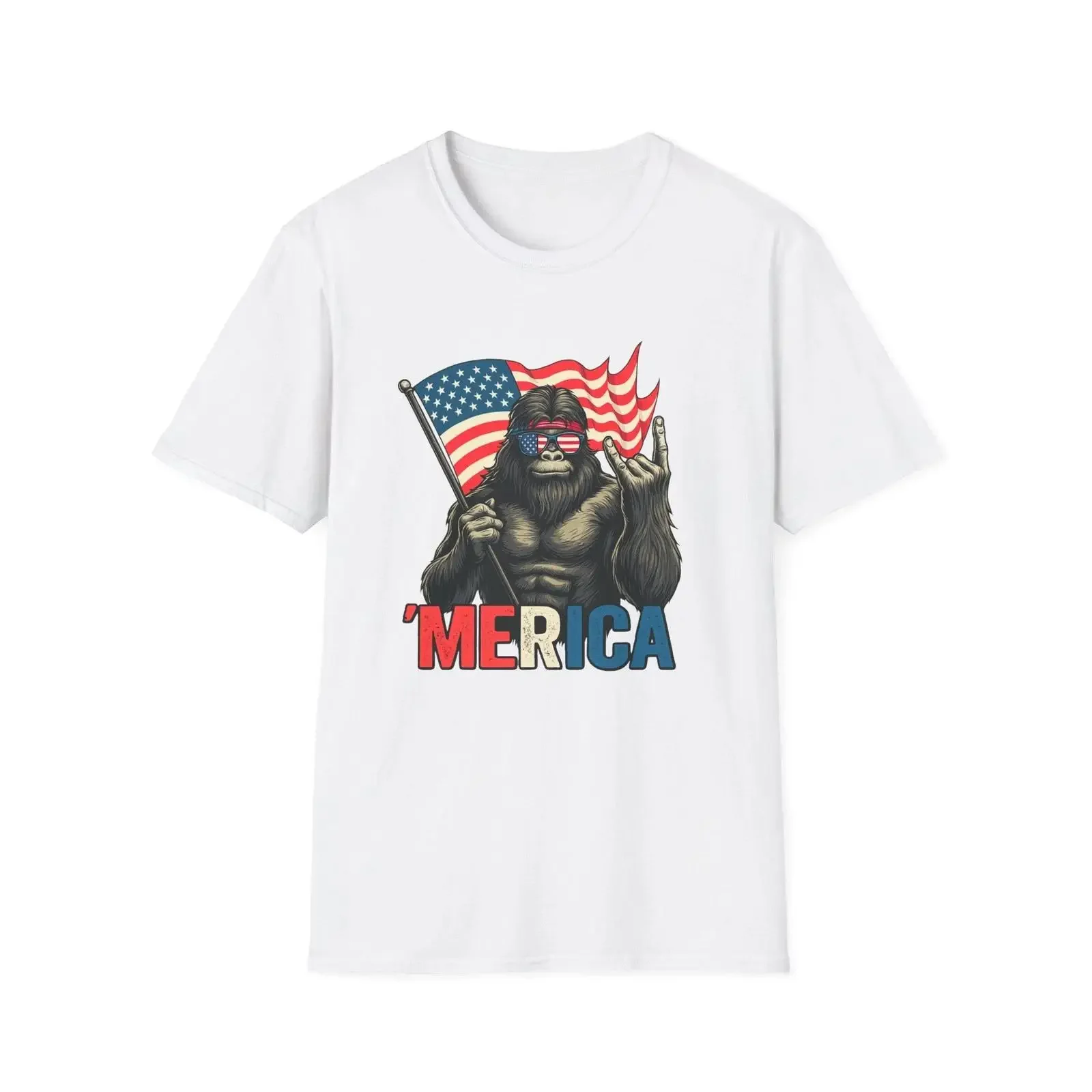 Patriotic T Shirt Gorilla Merica Softstyle America vintage Washed Versatile Slightly Soft Stretched Comfortable streetwear