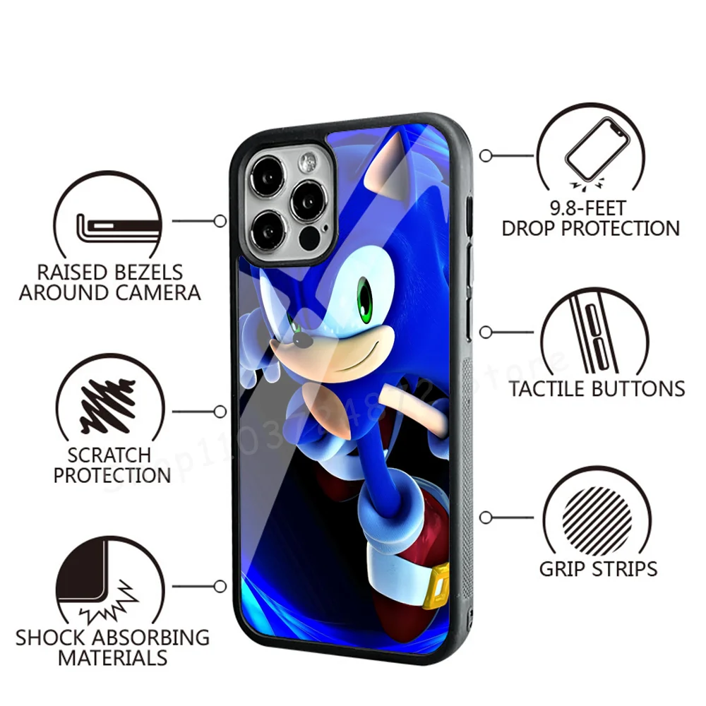 Sonics Cute H-Hedgehogs Phone Case Strong Magnetic For IPhone 15 14 13 Pro Max Mini Alex Mirror For Magsafe Wireless Charging