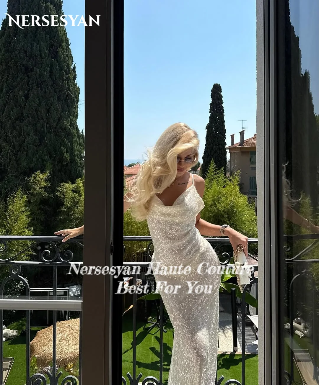 Nersesyan Glitter Mermaid Robes de soirée formelles de luxe Paillettes Col en V Robes de soirée scintillantes пла Heiе ж Salah Ramonе Disfruteч Hei Khuе Personnalisé