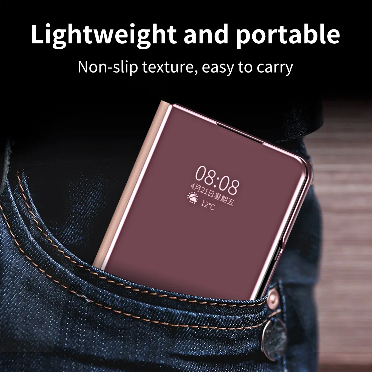 Smart Mirror Flip Phone Case For Samsung Galaxy Z Fold 8 Z Fold 7 Z Fold 6 Z Fold 5 Z Fold 4 Z Fold 3 5GShockproof Leather Cover