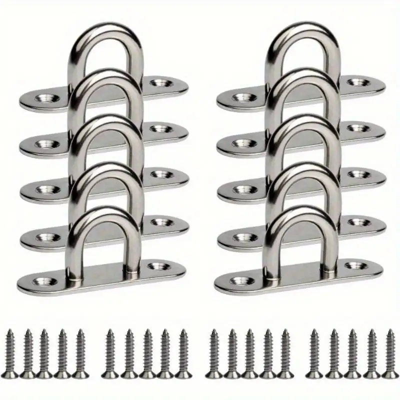Ganchos de tornillo M5 de acero inoxidable de 10 piezas: cáncamo resistente con bucles para uso marino, aplicaciones para colgar en el techo y la pared