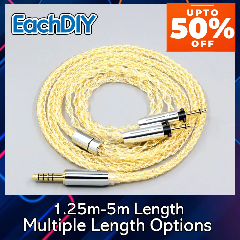 

7n Pure 99% Silver 8 Core Plated 24k Gold Earphone Cable For Final Audio SONOROUS IV VI VIII X D8000 Design Pando Hope vi 1:1