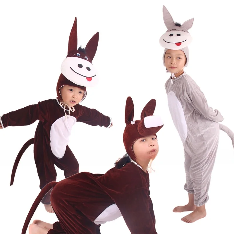 أزياء الهالوين Donkey Onesie المتطابقة بين الوالدين والطفل، زي أداء رياض الأطفال، ملابس كاني السنوية