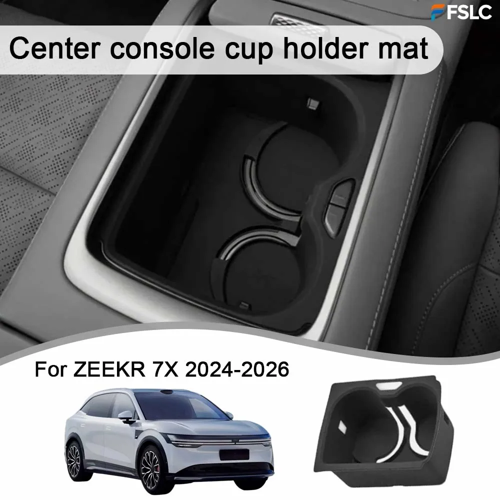 Car Decoration  Center console cup holder mat For ZEEKR 7X 2024-2026 Black White Grey Car Upgrade Modify A Car