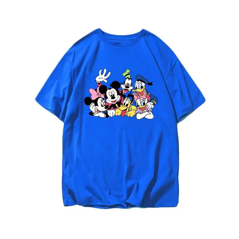 ديزني ميكي ماوس فريندز الأبيض تي شيرت الرجال النساء 2025 الصيف القطن بلايز عادية ميني دونالد ديزي جوفي بلوتو المجموعة #5