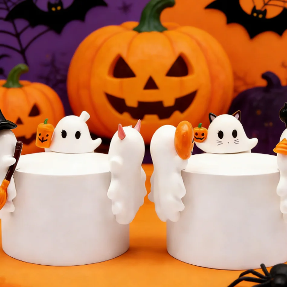 Mignon Halloween fantôme téléphone minuscule ornement Miniature Figurine accessoire cadeau boîte aveugle à collectionner Halloween téléphone décor boîte aveugle