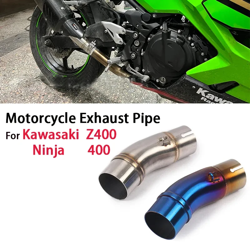 Motorcycle Exhaust Pipe Middle Link For Kawasaki Ninja 400 Z400 Z250 2017-2021 51mm Tubo De Escape Muffler System Accessories