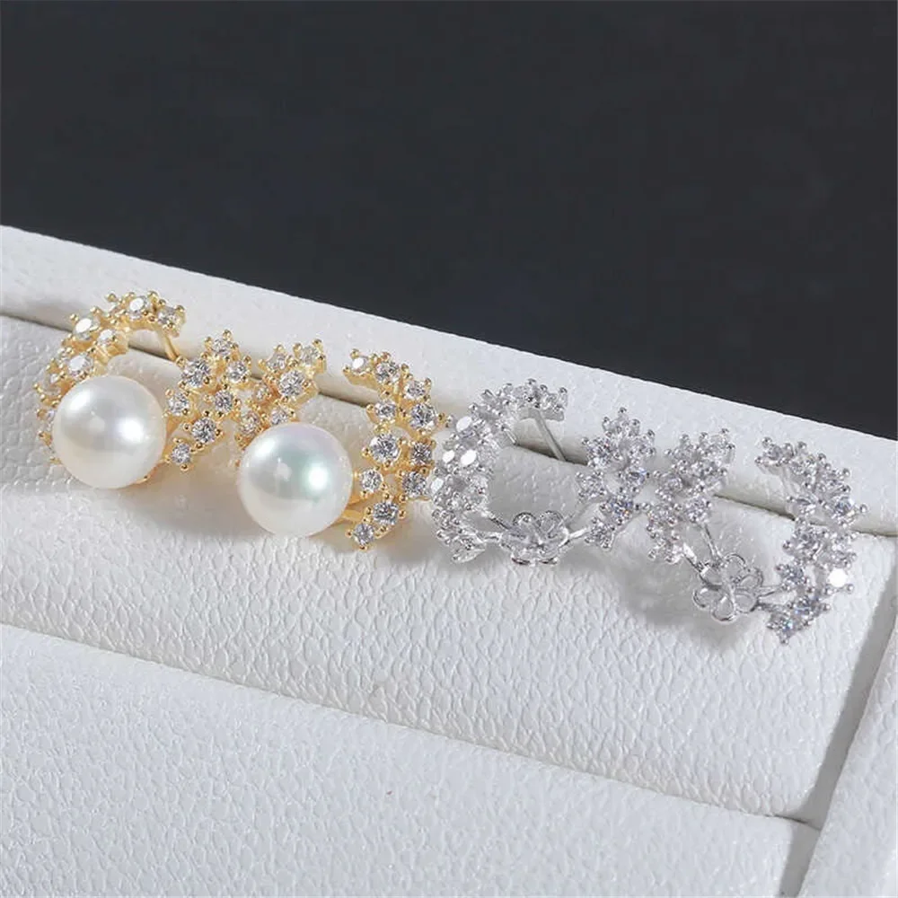 S925 Sterling Silver Pearl Earring Settings DIY Jewelry Making Supplies Blank Earring Posts for Handcrafted Accessories No Pearl