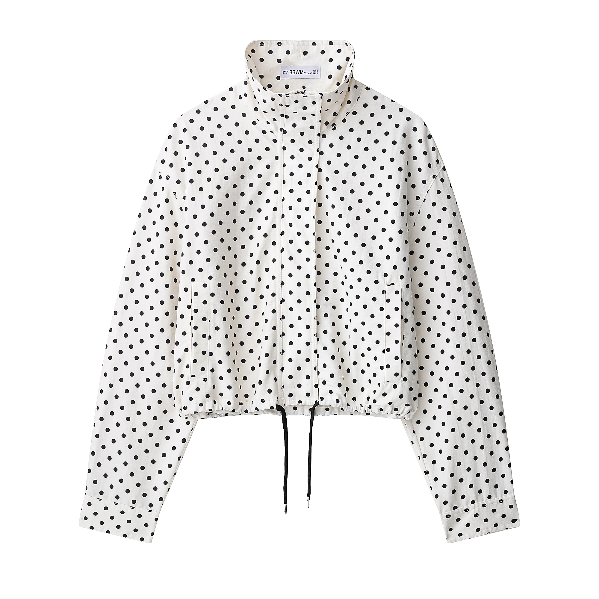 

Women's clothing autumn new products simple and versatile fashion drawstring polka dot pomegranate long-sleeved jacket