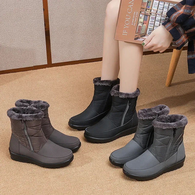 Waterproof Winter Boots for Women New Faux Fur Long Plush Snow Boots Woman Platform Ankle Boots Warm Cotton Couples Shoes