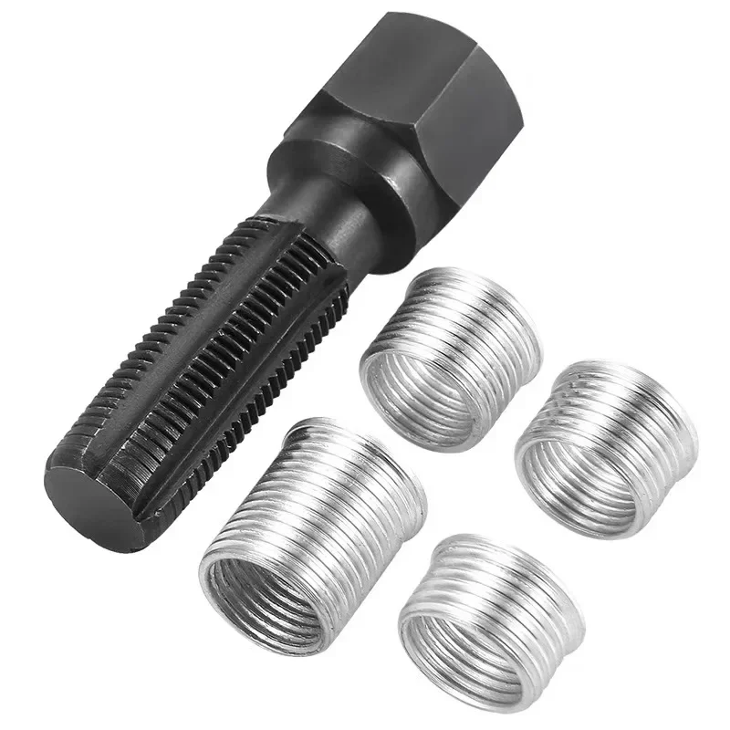 Car Tools 1 Set M14 x 1.25 Spark Plug Rethreader Kit Spark Plug Car Cylinder Thread Repair Kit 14mm Thread Repair Tool