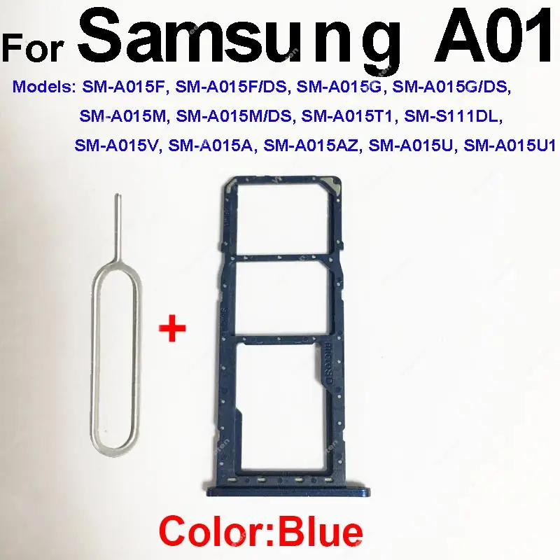 For Samsung A01 A015 A01 Core A013 A02 A022F A02s A025F SIM Card Tray Adapter Nano Holder Reader Socket Replacement Repair Parts