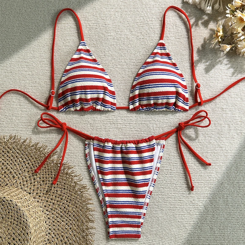 Sexy Micro Bikini Set Push-Up Two-Piece Swimsuit Women Beachwear Stripe Bathing Suit Women Biquine Brasileiro Купальник Женский