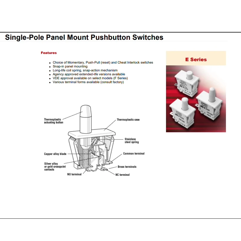 1PCS/LOTS 100% GERMANY CHERRY E6830A0 E68 Refrigerator Switch 3-Pin Push Button Reset Non-Locking Keypad 0.1A IC Electronic