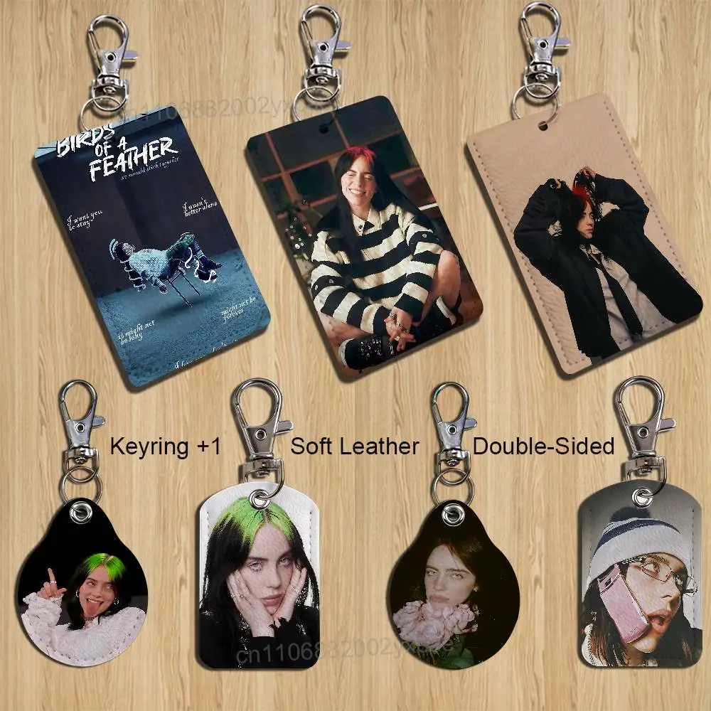WILDFLOWER band Billie Eilish Cartoon Singer Anime Card Keychain Fashion Pendant Bag ID Door Card Case Bus Card Cute Adult