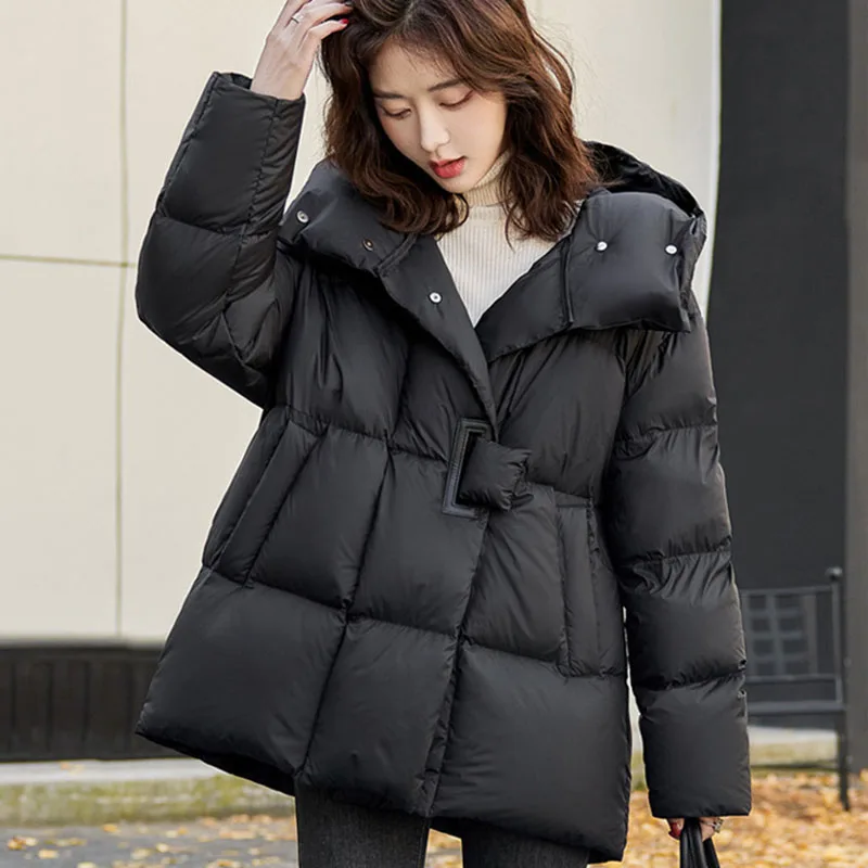 Female Overcoat 2024 New Thickened White Duck Down Down Jacket Winter Fashion Warm Hooded High Quality Women Down Jacket H86