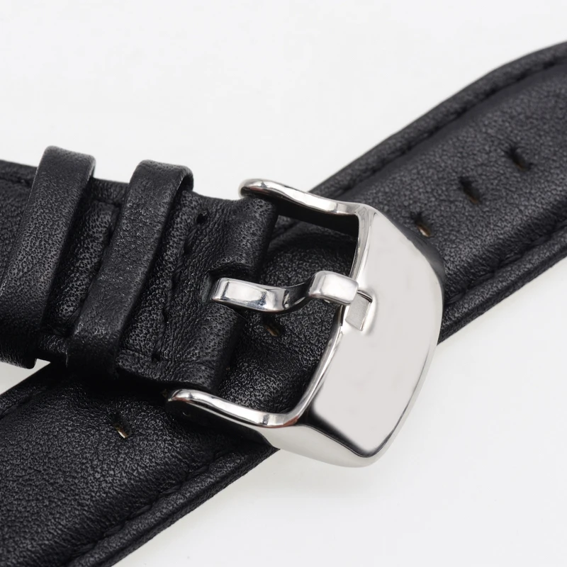 Crocodile Pattern Cowhide Watch Strap for Swatch Accessories Black Bifurcate Concave Interface 21MM Colloidal Particles Wrist