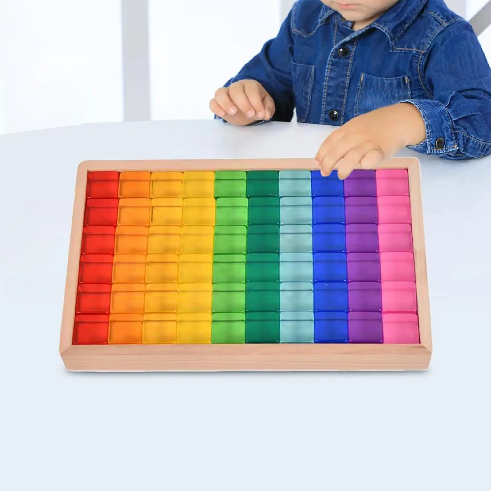 Rainbow Building Blocks Set Problem Solving Learning Toys Smooth Fine Motor Skills Resin Cubes for Kids Boys Girls Toddlers Gift