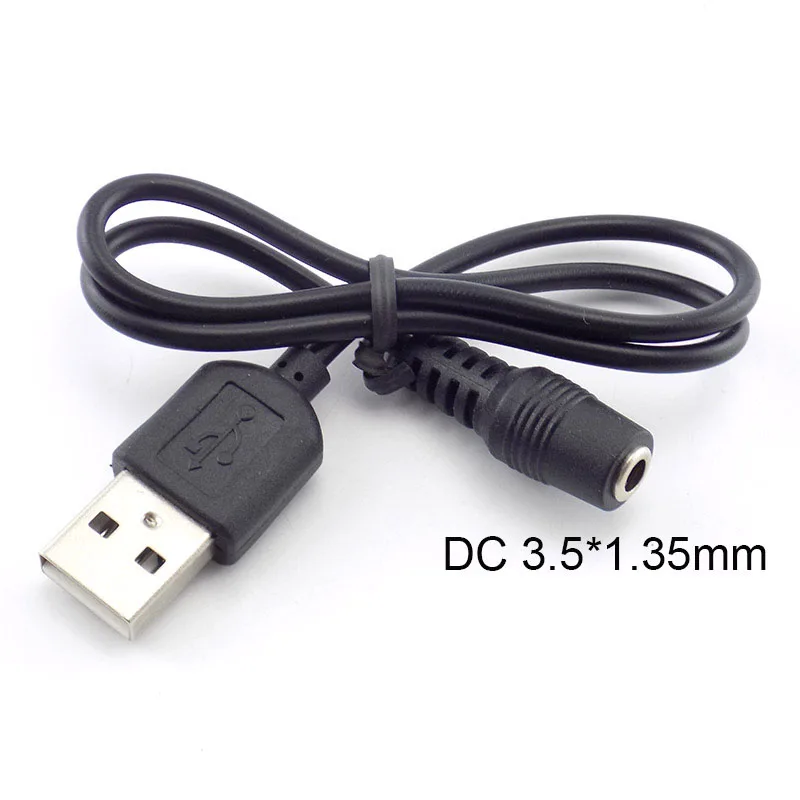 Gniazdo zasilania DC żeńskie do wtyczki męskiej USB A Wtyczka 3,5 mm x 1,35 mm Przedłużacz kabla do złącza beczkowego Przewód zasilający USB 2.0 męski