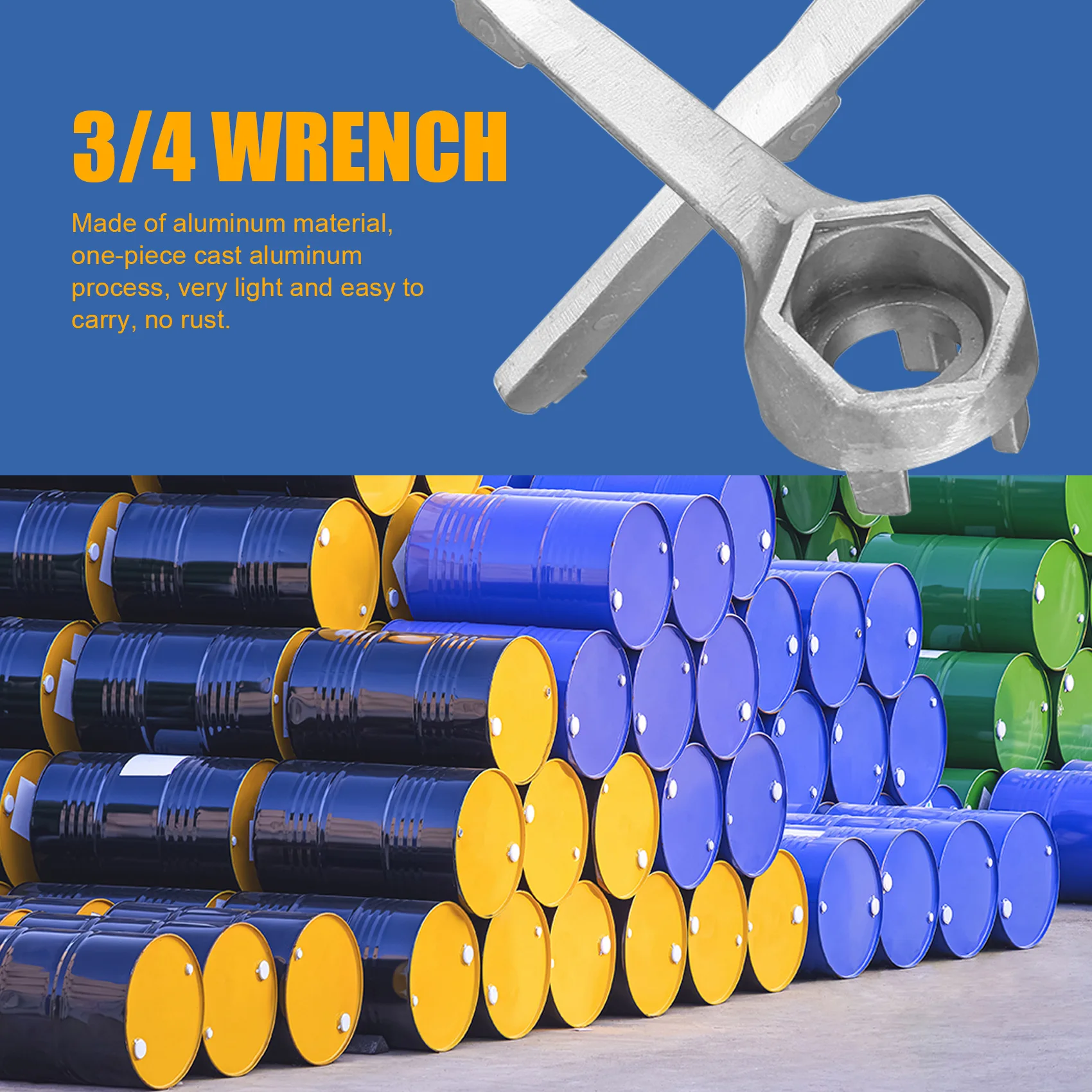 A23T Bung Wrench, Aluminum Drum for Barrel Opener Tool for 10-55 Gallon Barrels, Fits 2 and 3/4 Inch Bung Caps, Non-Sparking