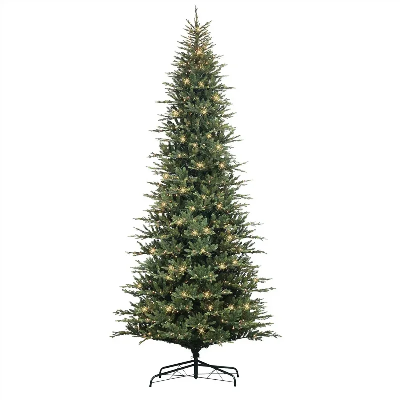 

12 ft Pre-Lit Slim Balsam Aritifical Fir Tree 7197 Tips 1100 Clear Lights On/Off Foot Pedal Switch