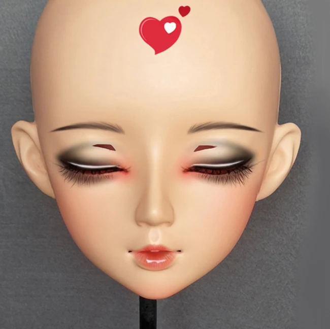 (Mian04)Female Sweet Girl Resin Half Head Kigurumi BJD Eyes Crossdress Cosplay Japanese Anime Role Lolita Mask With Eyes And Wig