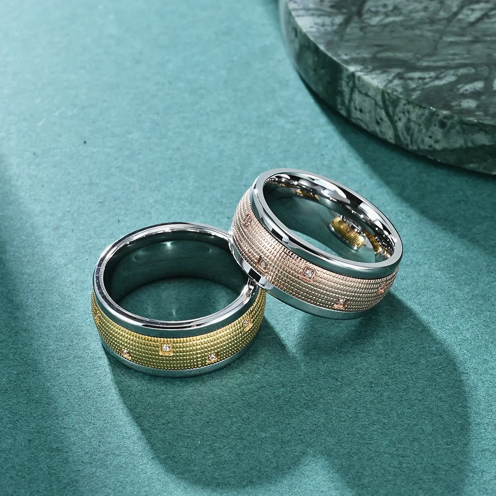 Fashion OL Style Rotary Decompression Stainless Steel Ring Couple Rings Luxury Jewelry Gift