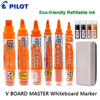 Pilot V Board Master Mark Pen borrador seco especializado para pizarra blanca, bajo olor tinta líquida recta rellenable, artilugios escolares de oficina