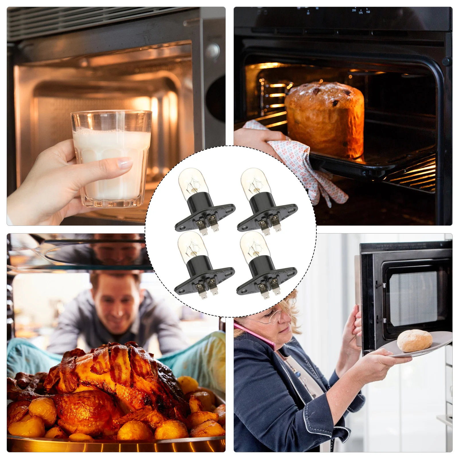 4 قطعة لمبة الميكروويف عالية الطاقة 240 فولت 25 واط توفير استبدال مصباح لفرن الميكروويف الثلاجة LED ضوء لمبة #1