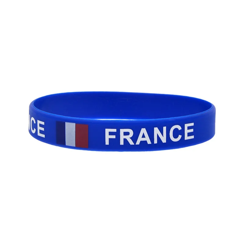50 Pcs Combination of National Flags from Multiple Countries Silicone Rubber Wristband Patriotic Gift Bracelet Adult Size