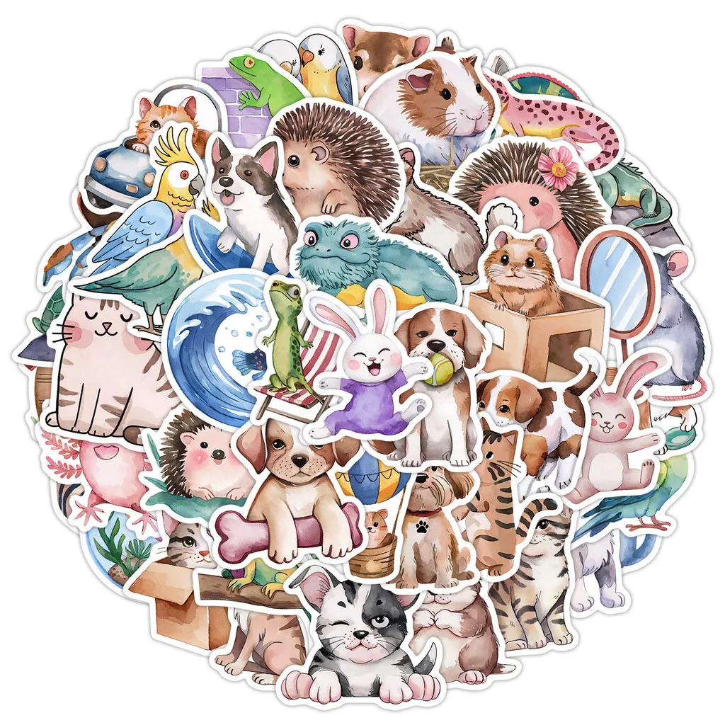 50PCS Cute Animal Graffiti Stickers - Decor for Notebook, Computer, Luggage & Thermos, Waterproof Design AnimeWorlds Store