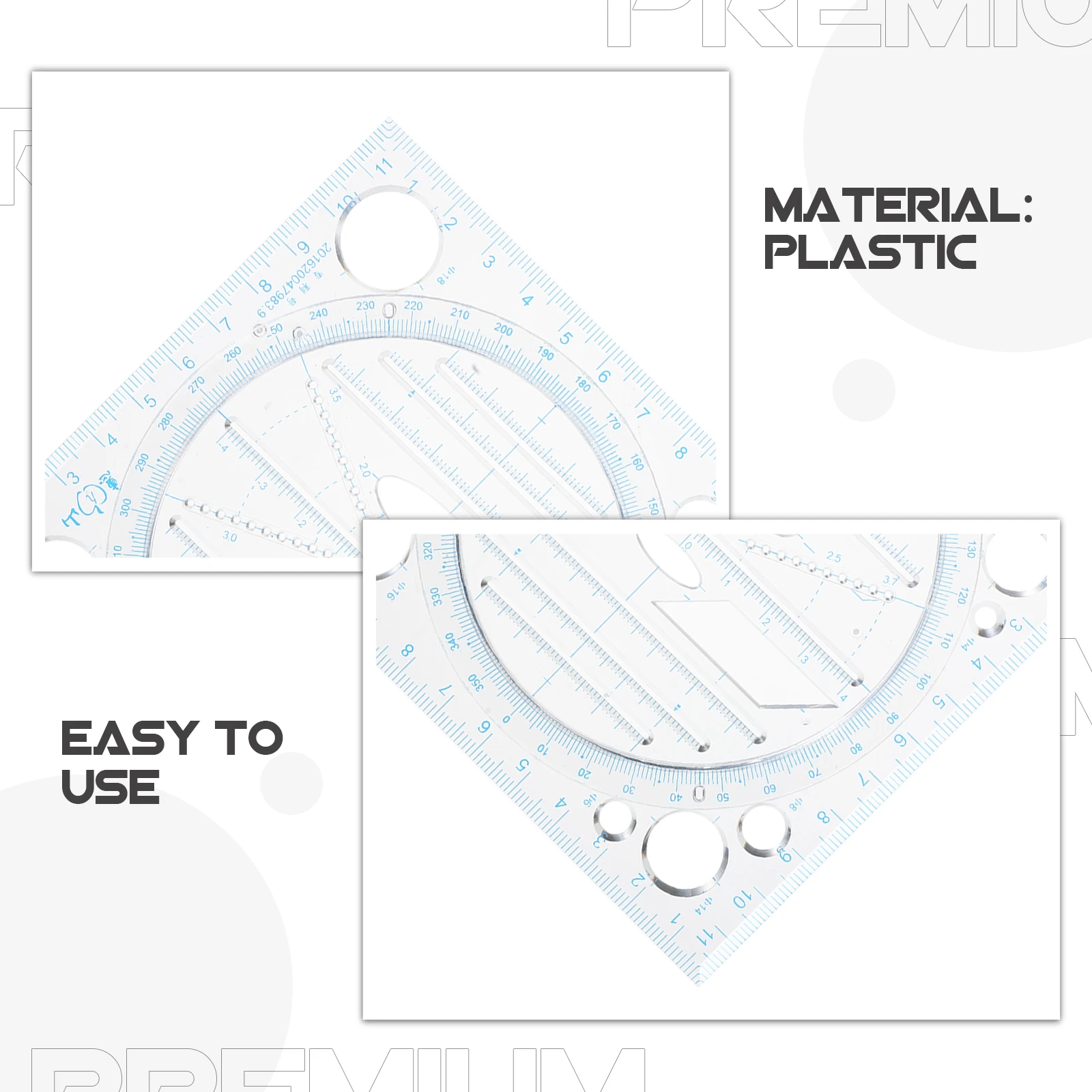Drawing Ruler Circle Template for Drafting Angle Measuring Mold Templates Architecture Plastic Office Tools