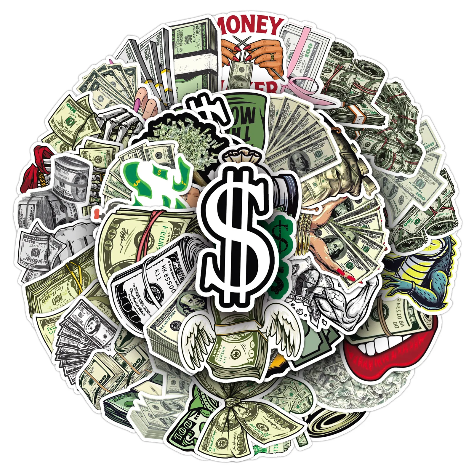 Money Symbol Graffiti Stickers, Dollar Creative Style for Journals, Kpop Deco, Suitcase & Guitar