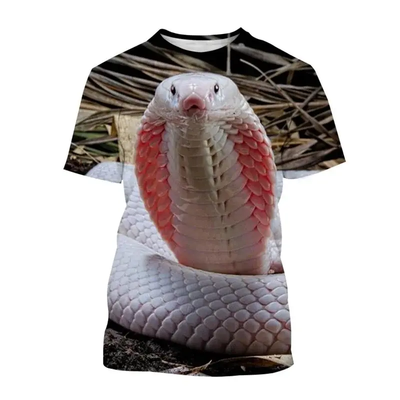 Men's Summer Fashion Round Neck Short Sleeve Animal Snake Pattern 3d Printed T-Shirt Comfortable Casual Loose Large Size Top