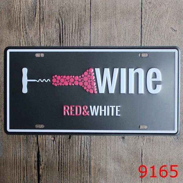 Red White Wine Metal Sign Tin Tag Frame Cover Shield Car Truck Tag Shield Cover and Frame Auto