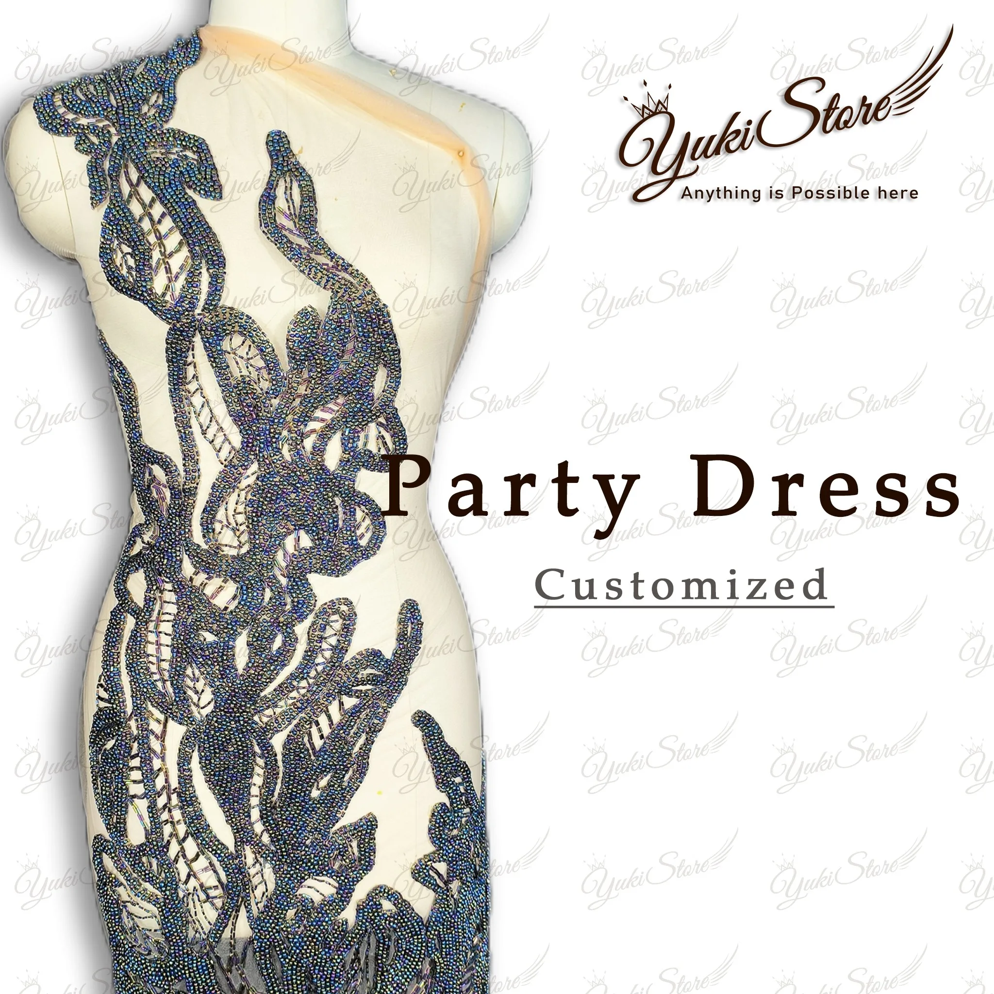 

Dark Green HOT Sale popular beaded lace fabric bodice applique work Sexy design for gown evening dress wedding dress JY067