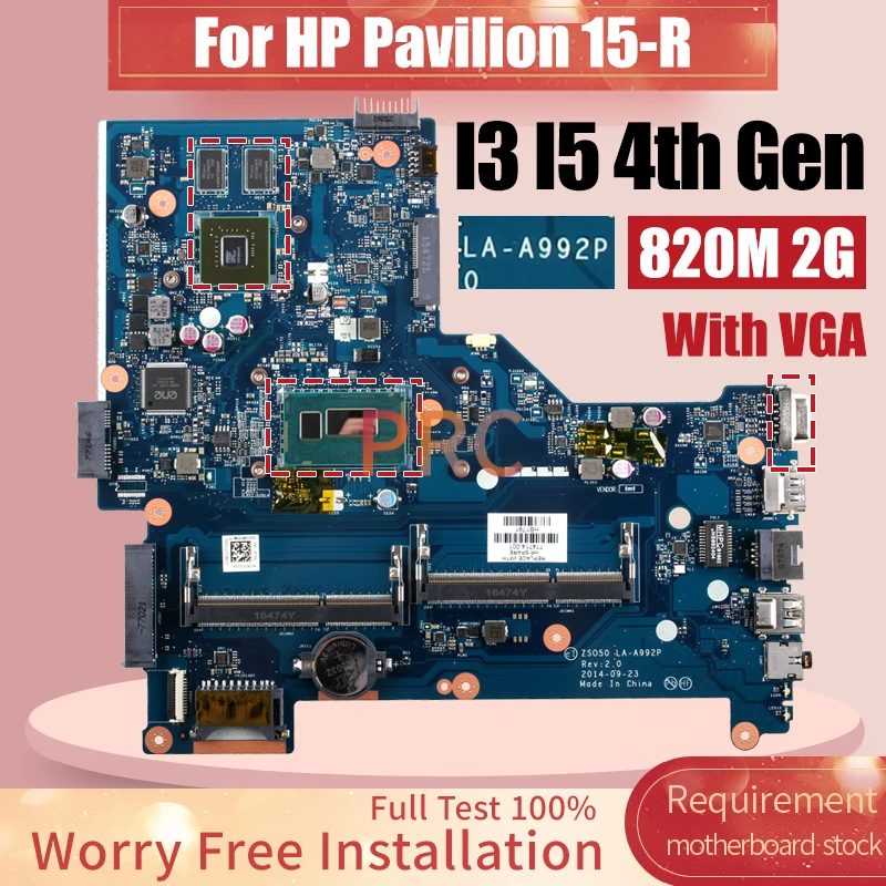 Imagem -02 - Placa-mãe Portátil para hp Pavilion Notebook Mainboard La-a992p i3 i5 4ª Geração 820m 2g Vga 765444001 760968501 764109-001