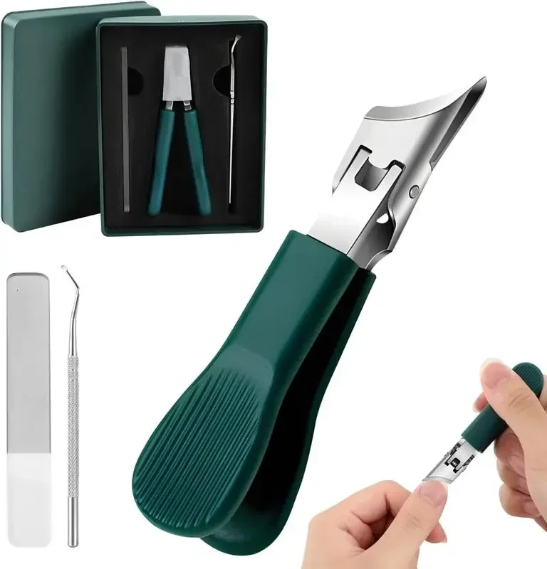 【FreeShip】شارب! مجموعة ماكينة قص الأظافر من Green Eagle Beak مكونة من 3 قطع - فتحة كبيرة ومشطوفة مضادة للرذاذ للأظافر السميكة والصلبة