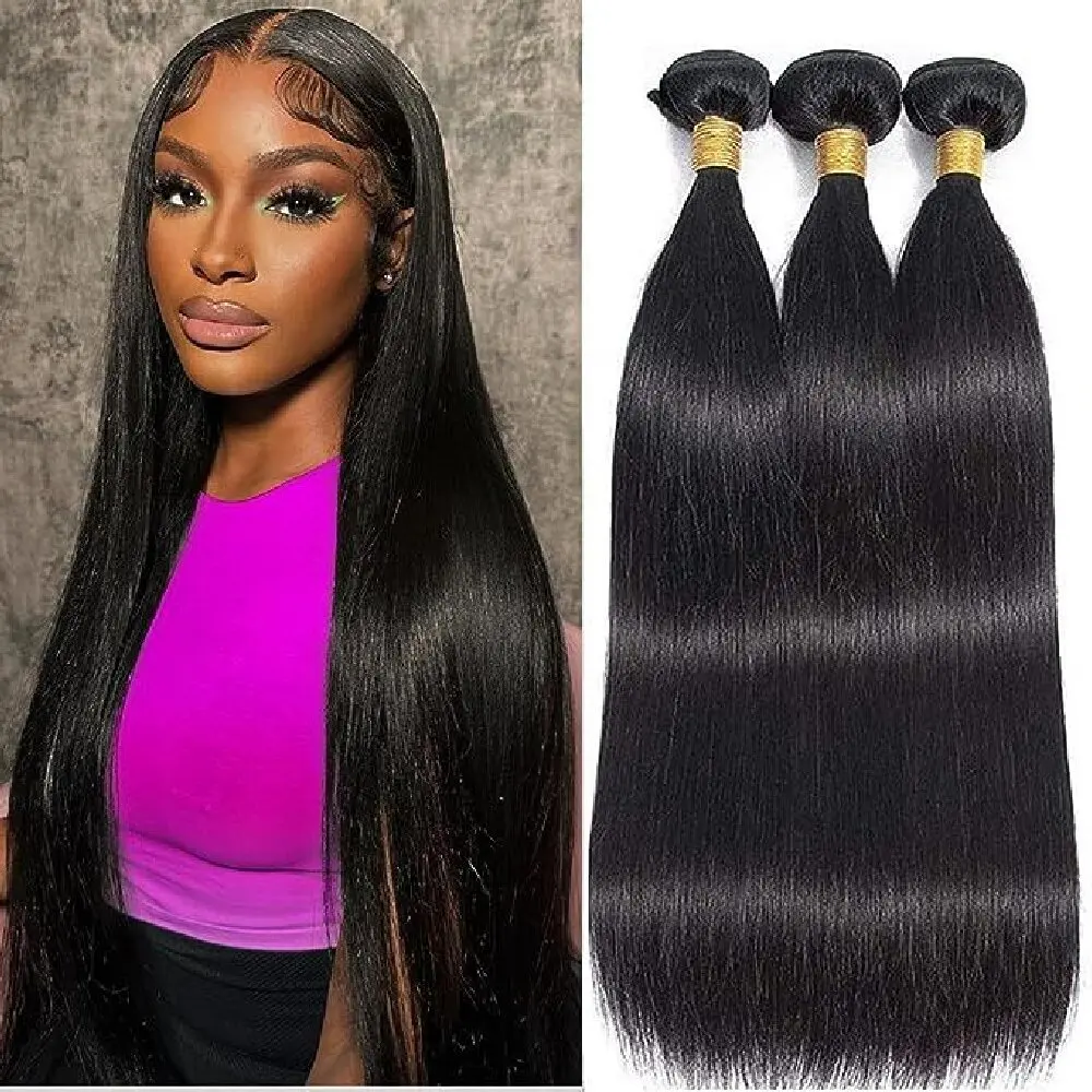 

Натуральные прямые пряди для наращивания из 100% бразильских человеческих волос, 42-44 дюйма, 1/3/4 пряди в комплекте