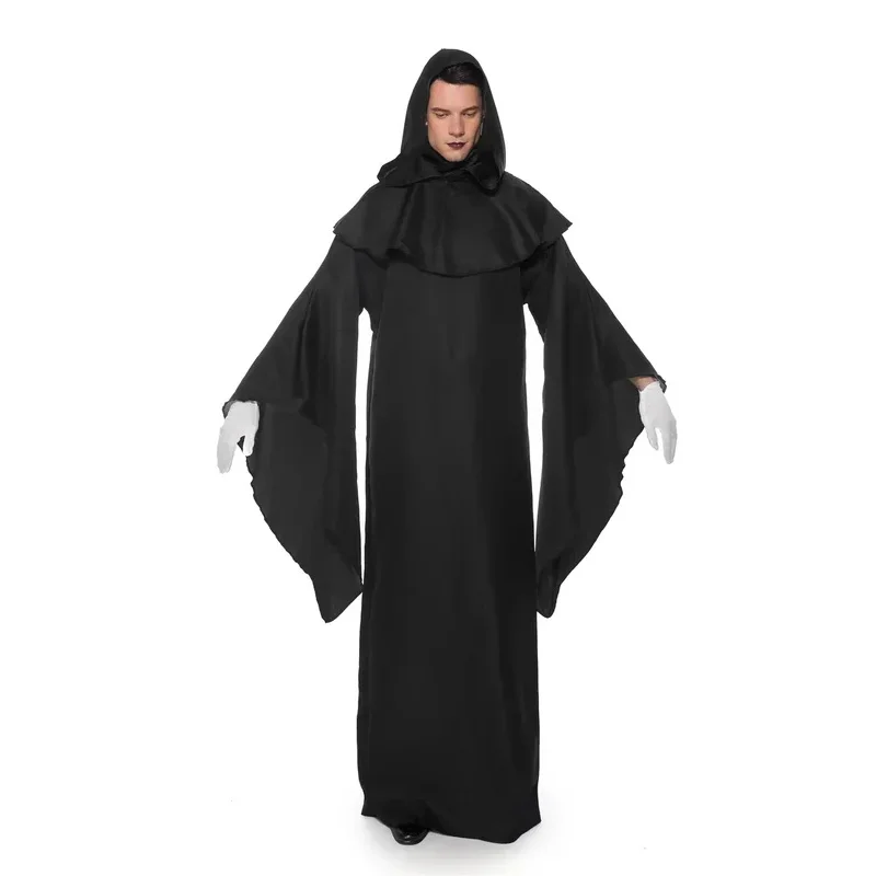 Medieval Halloween Christian Friar Cosplay Costumes Wizard Witch Hooded Robes Dress Outfits