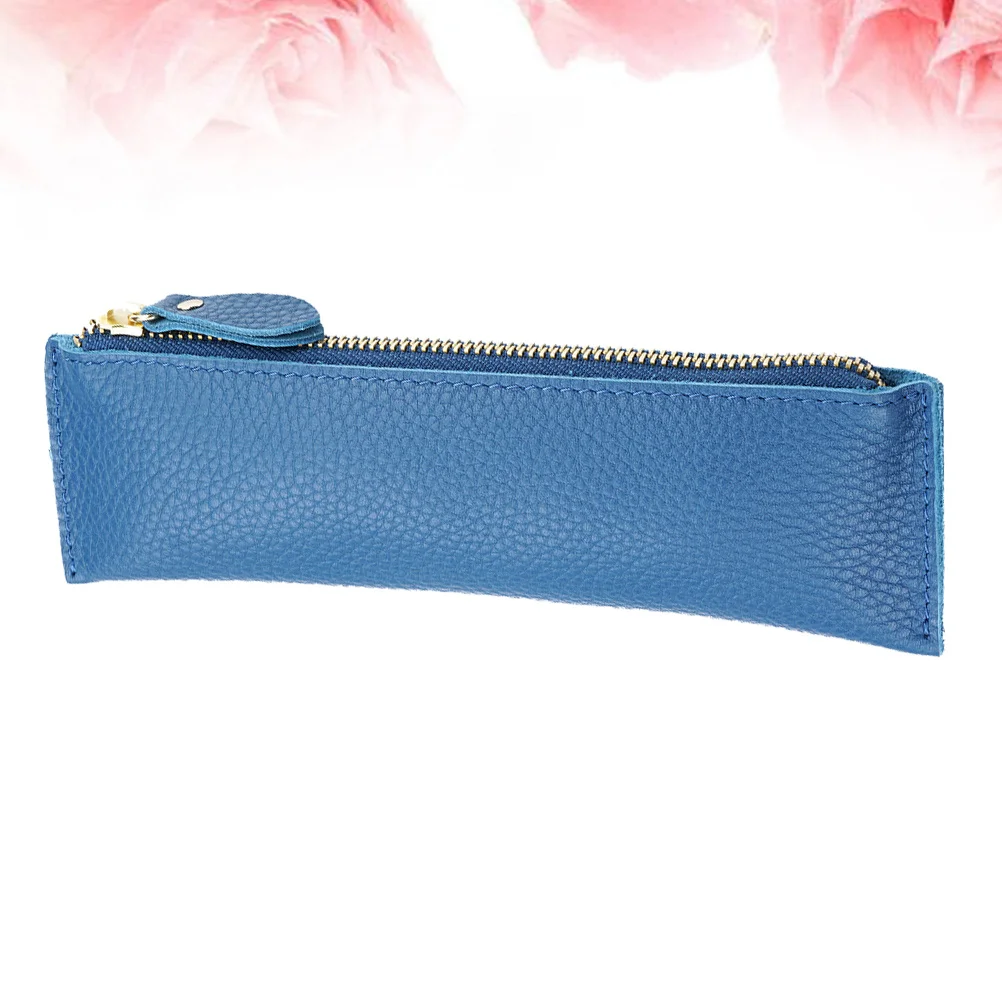 Vintage Pen Pouch Blue Simple Protective Pen Bag For School Office Stationery Organizer Storage Pens Pouch