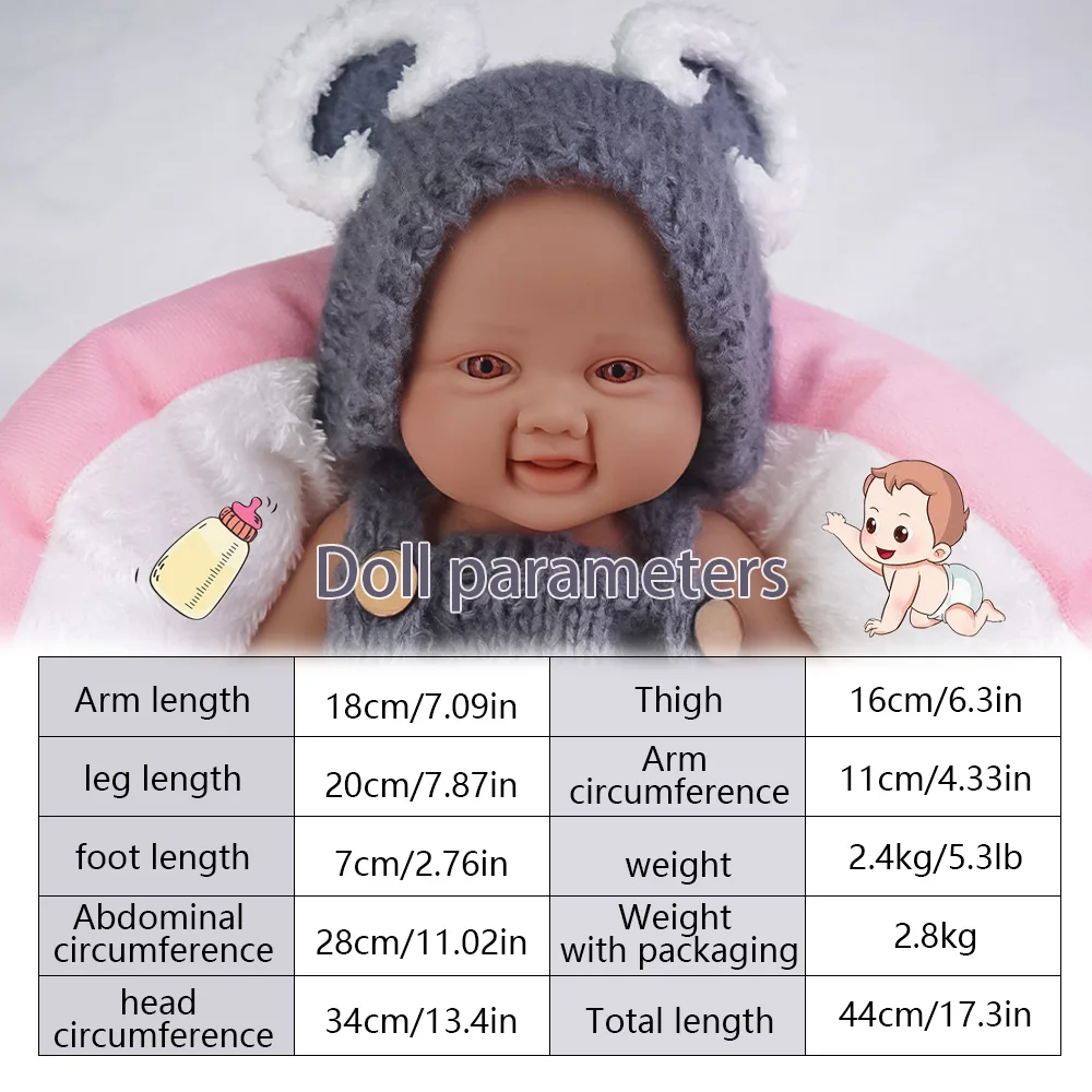 ✨    Levendige 17,3-inch Smiling Reborn Baby "- Stevige siliconen van medische kwaliteit • 2,4 kg surrealistisch gewicht • Realistische huidaanraking
