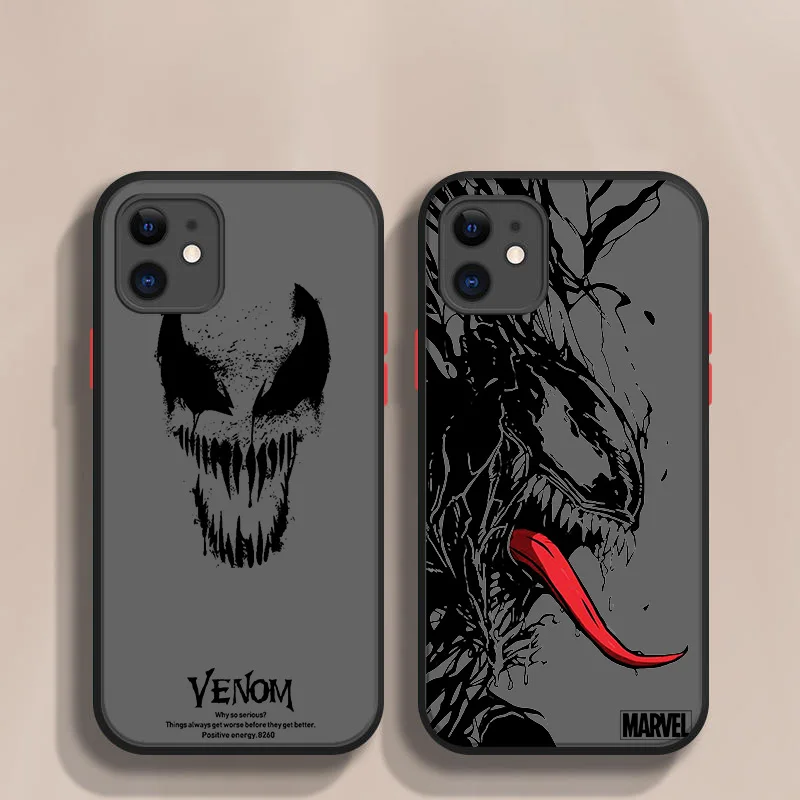 Marvel Spiderman Venom For Apple iPhone 14 13 12 11 XS Mini Pro Max 8 7 6S 6 XR X Plus Frosted Translucent Phone Case