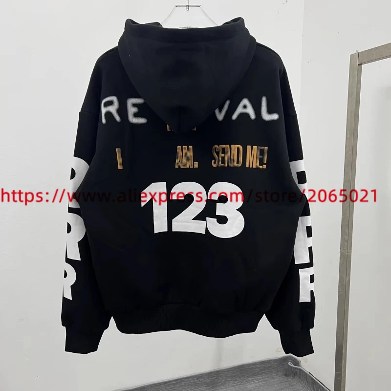 2023fw RRR123 Hoodie Men Women Best Quality Puff Print RRR-123 Logo Pullover