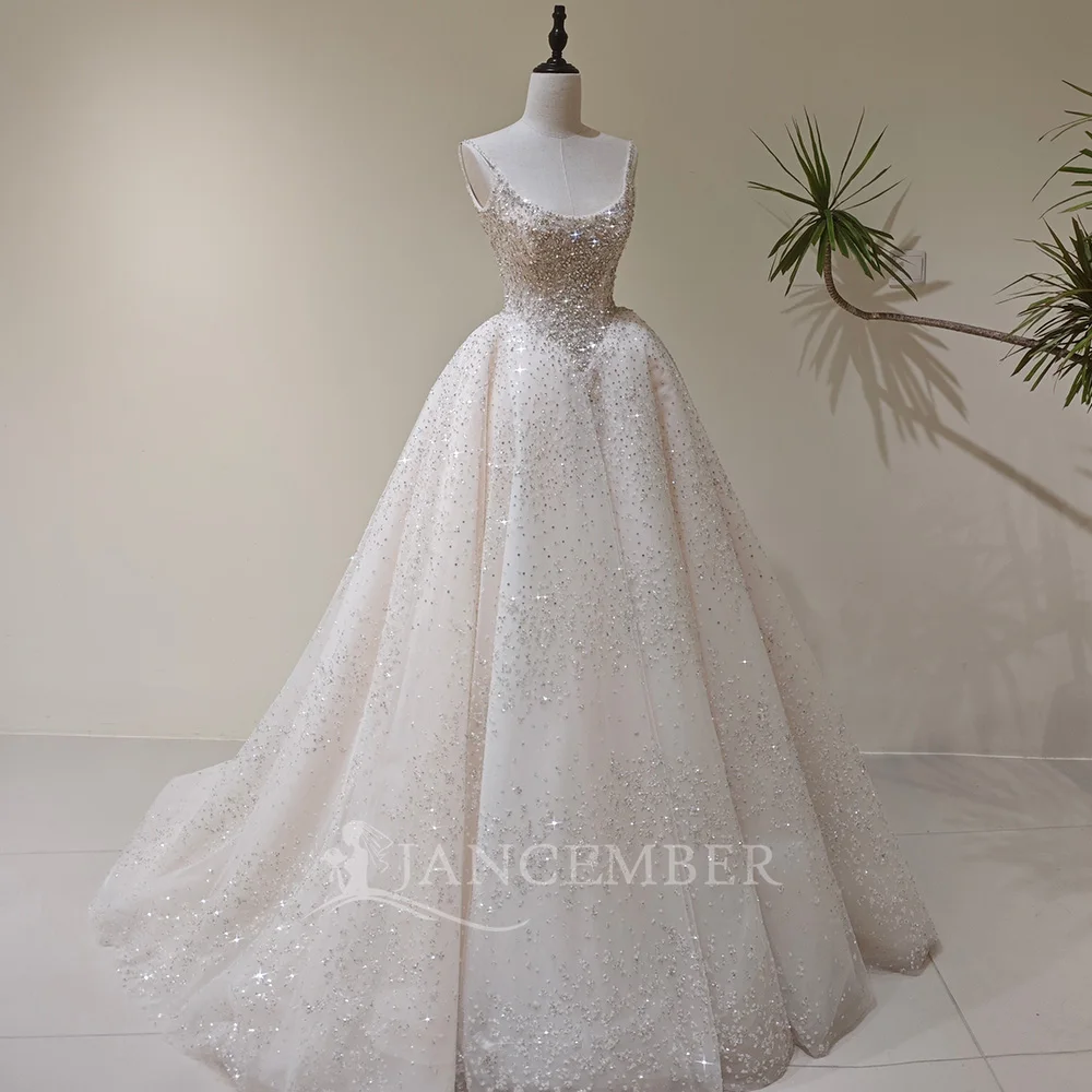 Flash Sale Wedding Dresses Bride Spaghetti Straps A-line Customized Limited Time Lace Up Beading vestidos de novia boda
