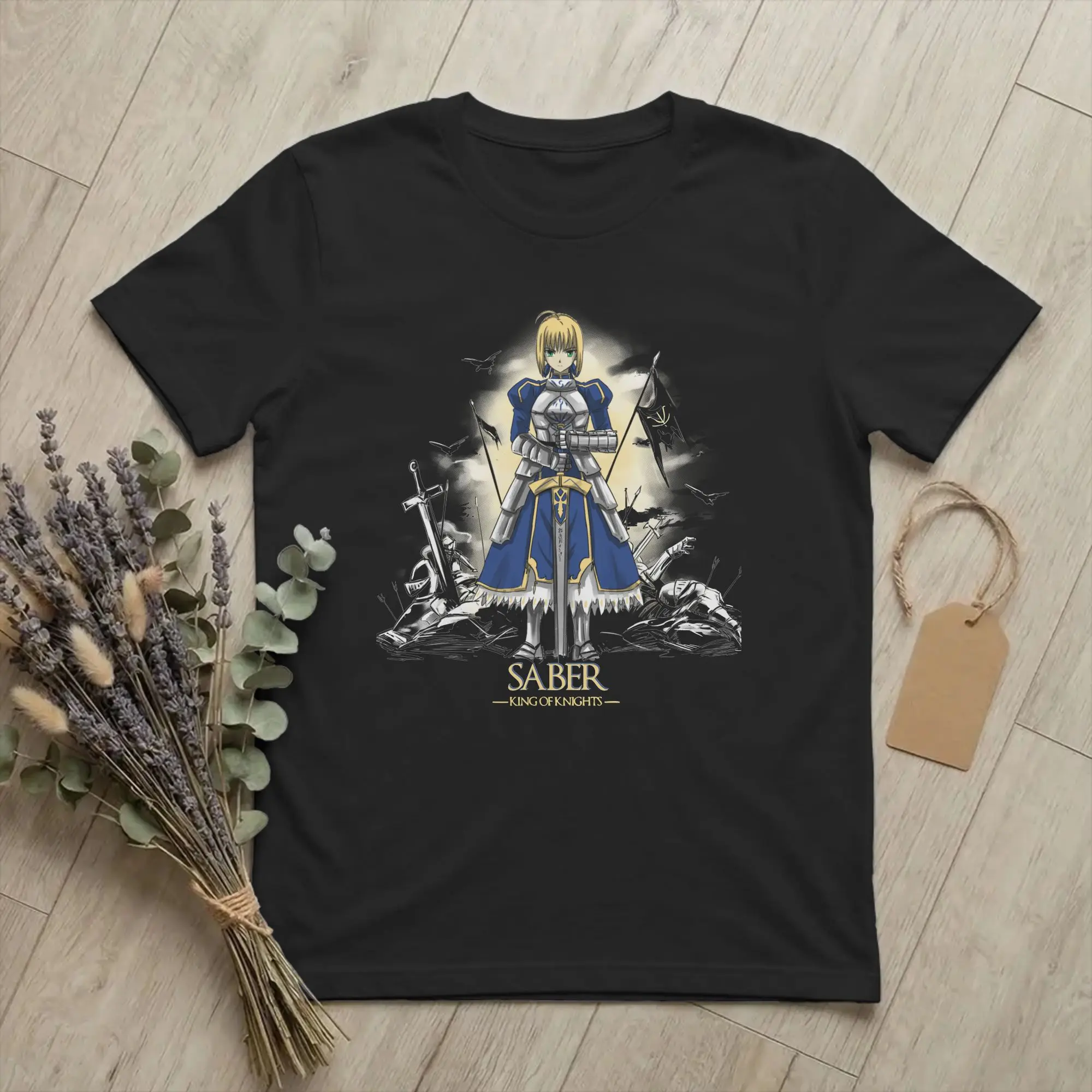 Saber T-Shirt Men's Cotton Clothing Casual Fate Stay Night Fgo Anime O-neck Short Sleeve