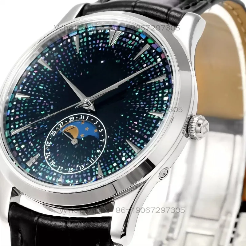 High-end men's large lacquer snail dial watch automatic mechanical moon phase business casual classic waterproof