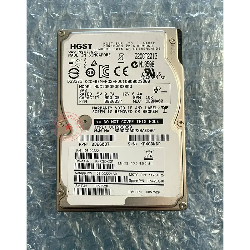 Для HGST HUC 109090   Жесткий диск CSS600, 900 ГБ, 10 КБ, 2,5 дюйма, 6 Гбит/с, 64 МБ, SAS HDD